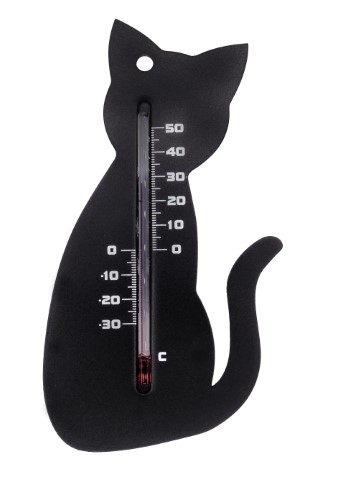 Hőmérő kültéri, műanyag,fekete cica forma15x9,5x0,3cm 