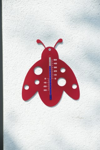 Hőmérő kültéri, műanyag, piros katica forma 15 x 12 x 0,3 cm    