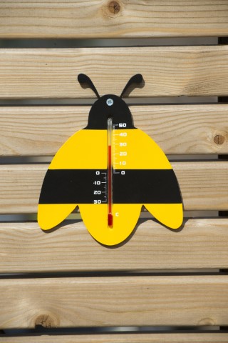 Hőmérő kültéri, műanyag, sárga/fekete méhecske forma 15 x 12 x 0,3 cm 