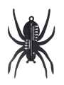 Hőmérő kültéri, műanyag, fekete pók forma 15 x 10 x 0,3 cm